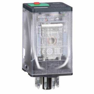 rumc22f7   RUM Relay LED 2 C/O 10A 120V AC
